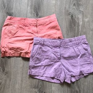 J crew chino shorts lot of two, coral and purple 2
